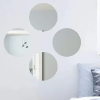 Set 4 Specchi Rotondi Mosaico Adesivi Specchio 15x15cm Decorazione Parete Casa Pagamento Sicuro