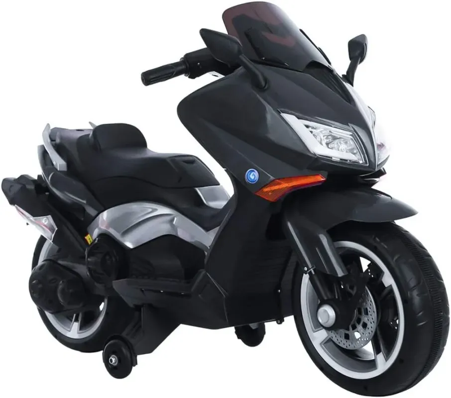 Moto Elettrica Bambini Magnum 12V Nero Mp3 USB AUX Fari Luci LED Funzionanti Novità