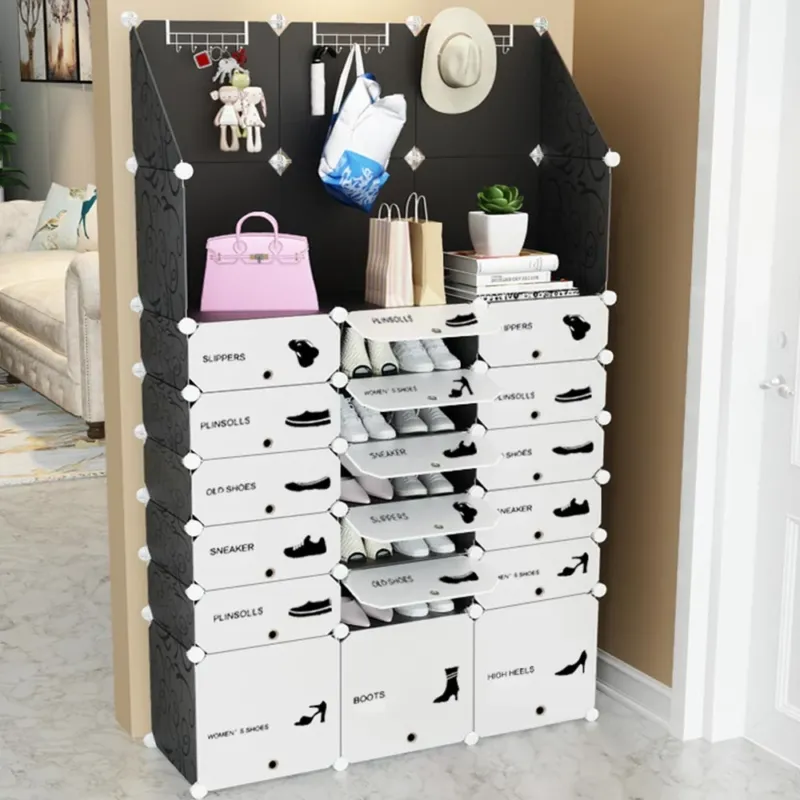 Scarpiera Modulare 18 Cubi + Ripiano con Ganci Porta Scarpe Componibile 36 Paia Promo Stagionale