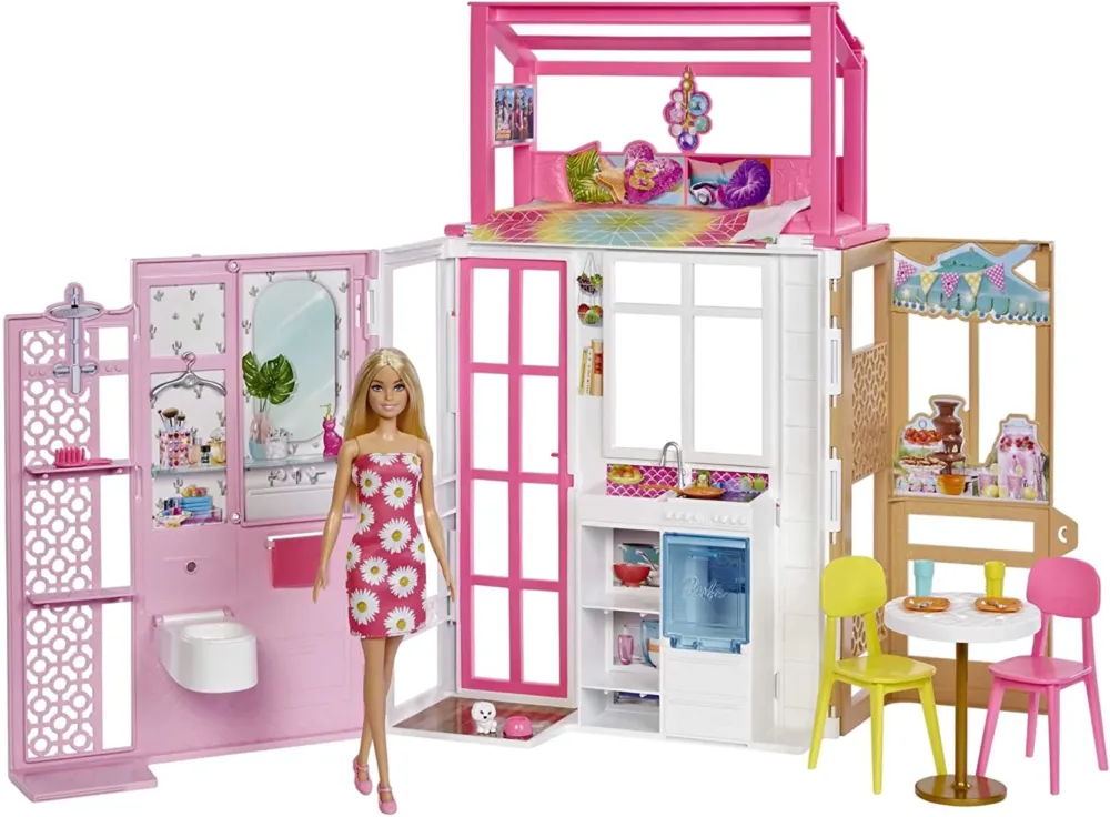 Reso Gratuito Casa di Barbie Playset con Bambola Cagnolino e Accessori Giocattolo Idea Regalo