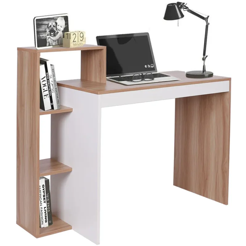 Scrivania Libreria 4 Ripiani Tavolo Porta Pc Computer Legno Casa Ufficio Noce Direttamente Dal Produttore