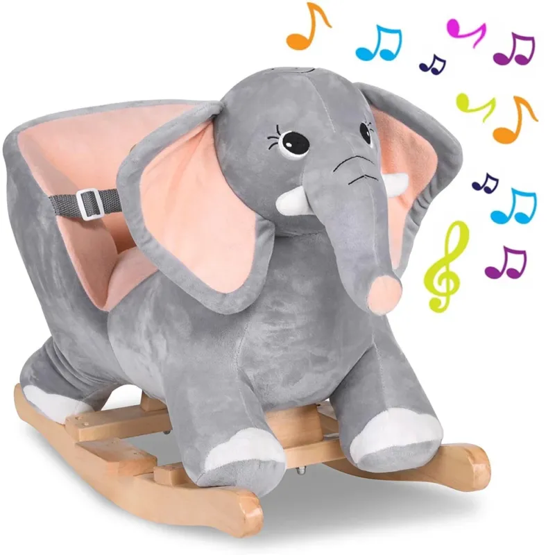 Pagamento Sicuro Elefante a Dondolo Cavalcabile Peluche Giocattolo Bambini con Effetti Sonori