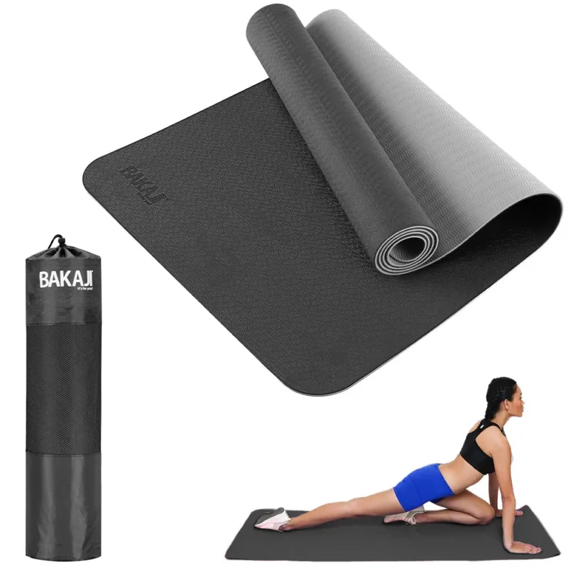Tappetino Yoga Aerobica Pilates Tappeto Allenamento Fitness Palestra Grigio Nero Ultima Occasione