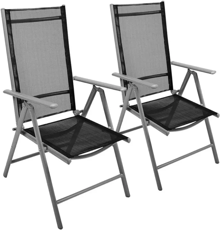 Set 2 Sedie Campeggio Sedia Pieghevole Giardino Reclinabile 5 Posizioni Grigio Novità