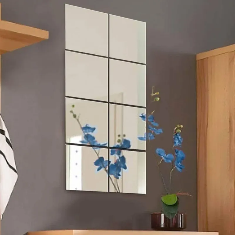 Miglior Prezzo Set 8 Specchi Quadrati Autoadesivi da Parete Decorazione Fai da Te 20 x 20 cm