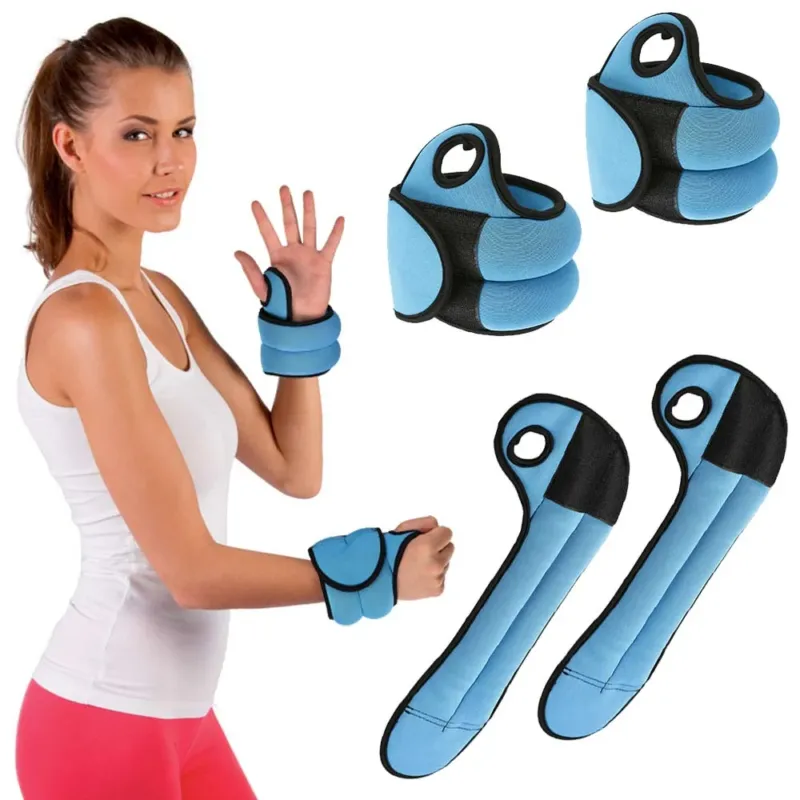 Reso Gratuito Set 2 Pesi Polsi e Caviglie 1 kg Allenamento Palestra Aerobica Fitness Blu