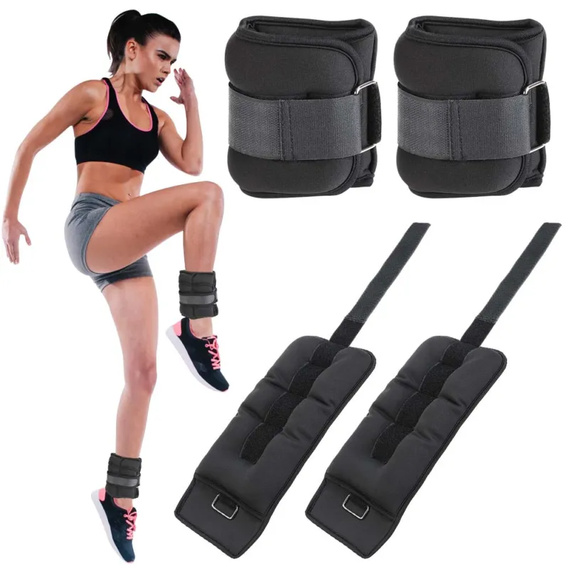 Più Venduto Set 2 Pesi Polsi e Caviglie 2 kg Allenamento Palestra Aerobica Fitness Nero