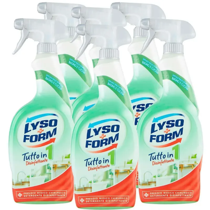 Promozione 6 x Lysoform Tutto in 1 Disinfettante Spray Presidio Medico Chirurgico (6x750ml)