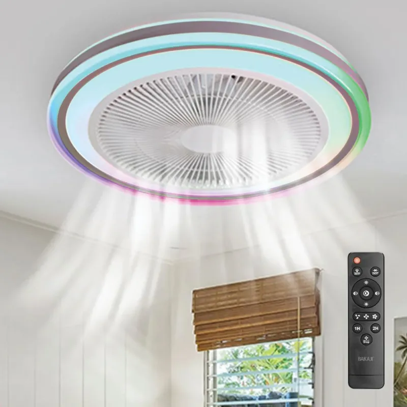 Più Venduto Ventilatore a Soffitto con Lampada Plafoniera LED 3 Velocità Luce RGB 80W Timer