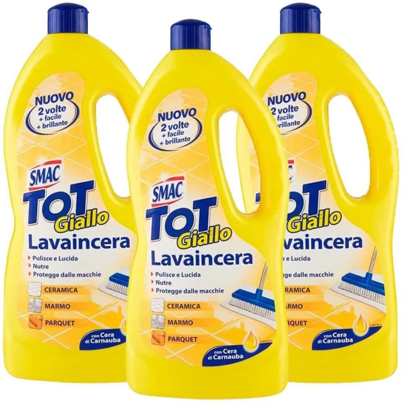 3 X Smac TOT Giallo Lavaincera Detergente Pulizia Pavimenti Parquet Marmo 1Lt Non Perdere