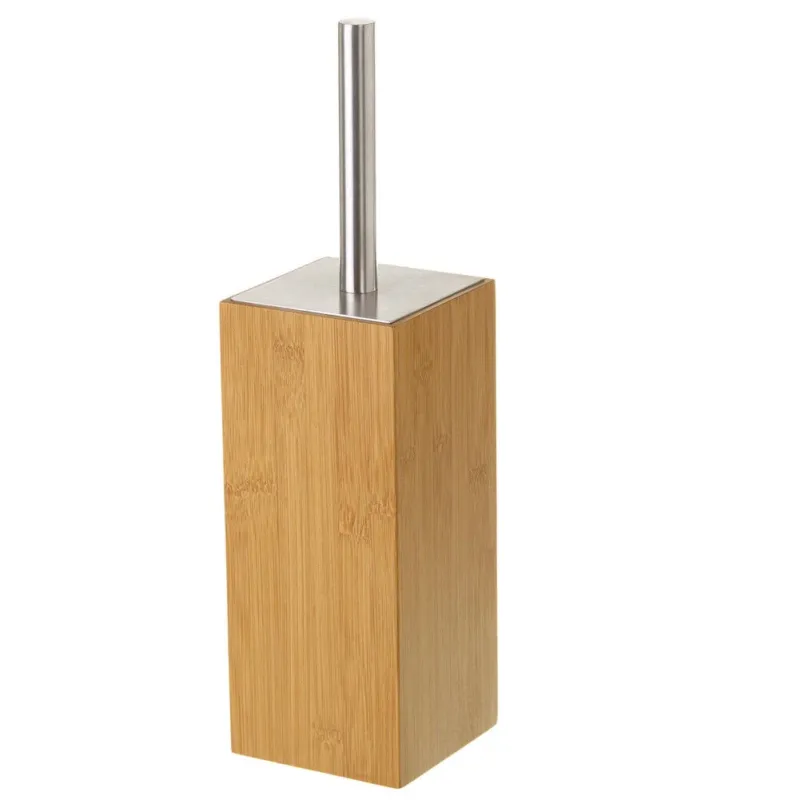 Portascopino Bagno con Spazzolone WC per Bagno in Legno di Bambu e Metallo 23cm Spedizione Espresso
