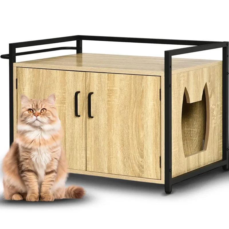 Mobile Lettiera per Gatti Ingresso Laterale e Porte in Legno Chiusura Magnetica Subito Disponibile