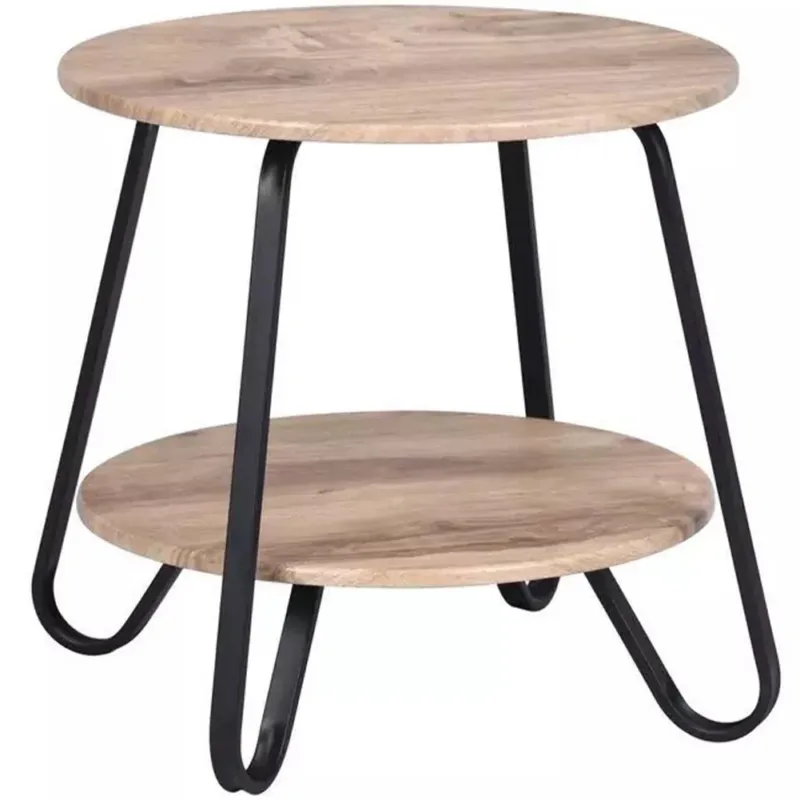 Tavolino Tavolo Moderno Design Rotondo Struttura Nera Piano Tortora Salvaspazio Quantità Limitata