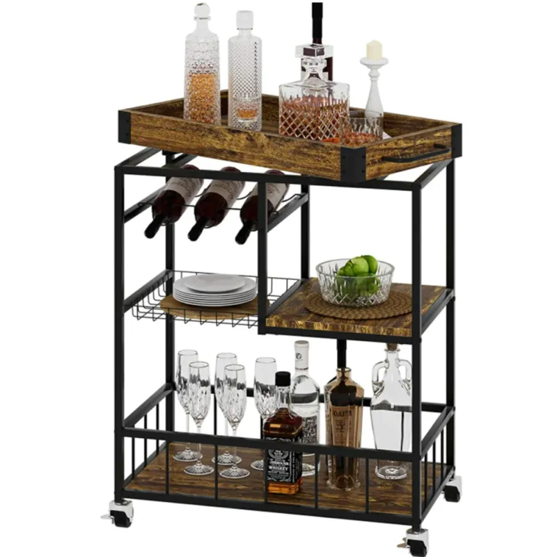 Carrello Cucina Multiuso Portaoggetti Stile Industrial Carrellino Portabottiglie Bestseller