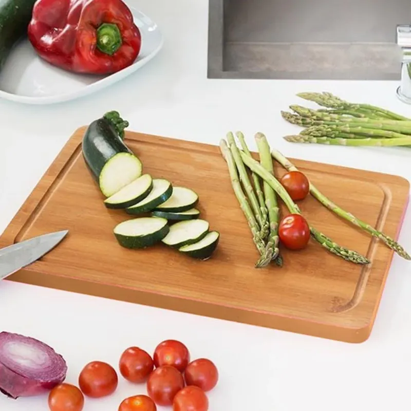 Prezzo Conveniente Tagliere Piano di Lavoro in Legno di Bambu per Tagliare Verdura Carne 45x35cm