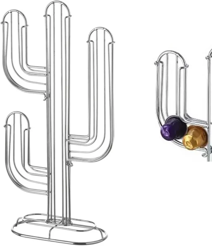 Reso Gratuito Portacapsule Porta Cialde Capsule Caffè Cactus Dispenser Stand Metallo 52 Posti