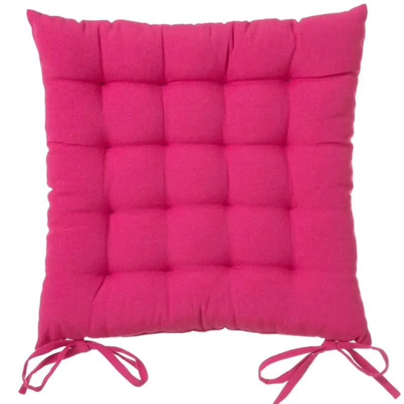 Cuscino Sedia in Tessuto Trapuntato Imbottito 40x40 con Laccetti Colore Fucsia Prezzo Di Fabbrica