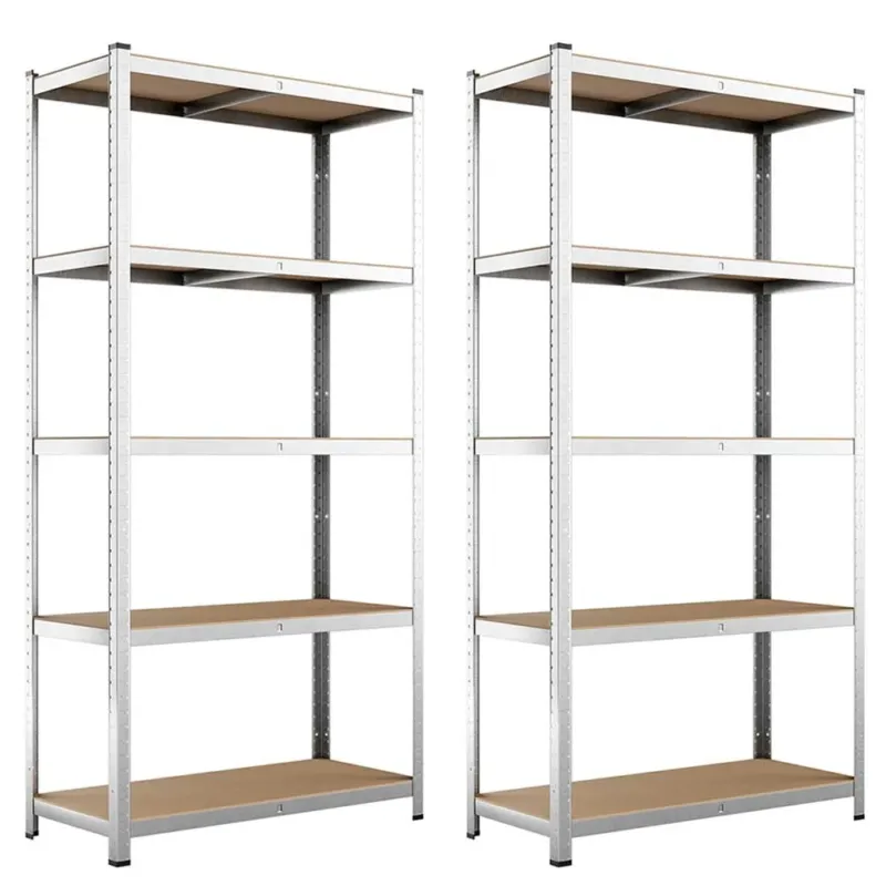 2x Scaffale Metallo Zincato 5 Ripiani MDF Scaffalatura Carichi Pesanti 180x90x40 Scelto Dai Clienti