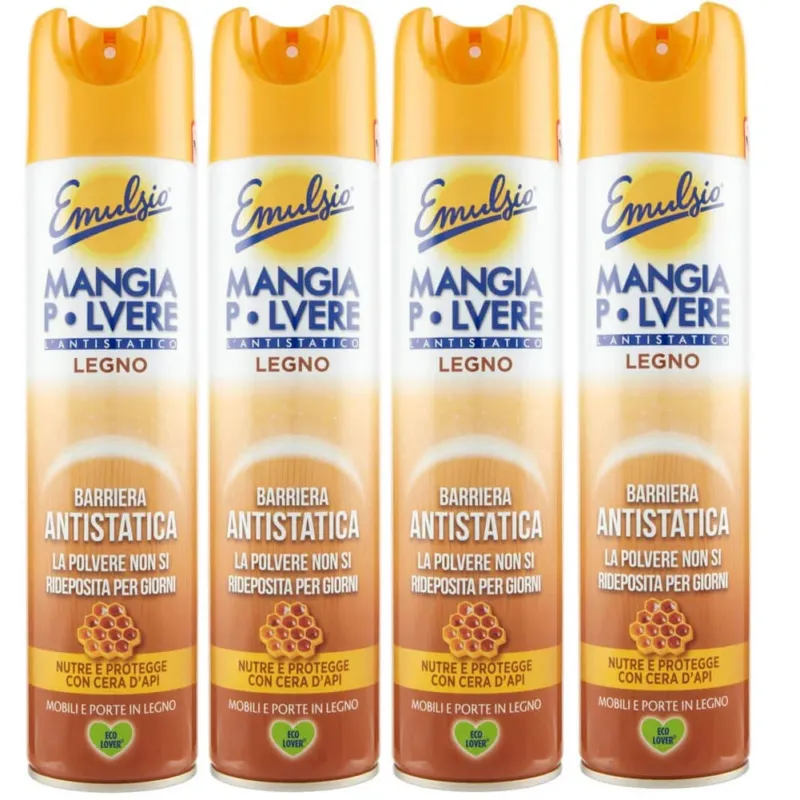 Spedizione Espresso 4 x Emulsio Mangiapolvere 300 ml Antistatico con cera d‘api (4 x 300 ml)
