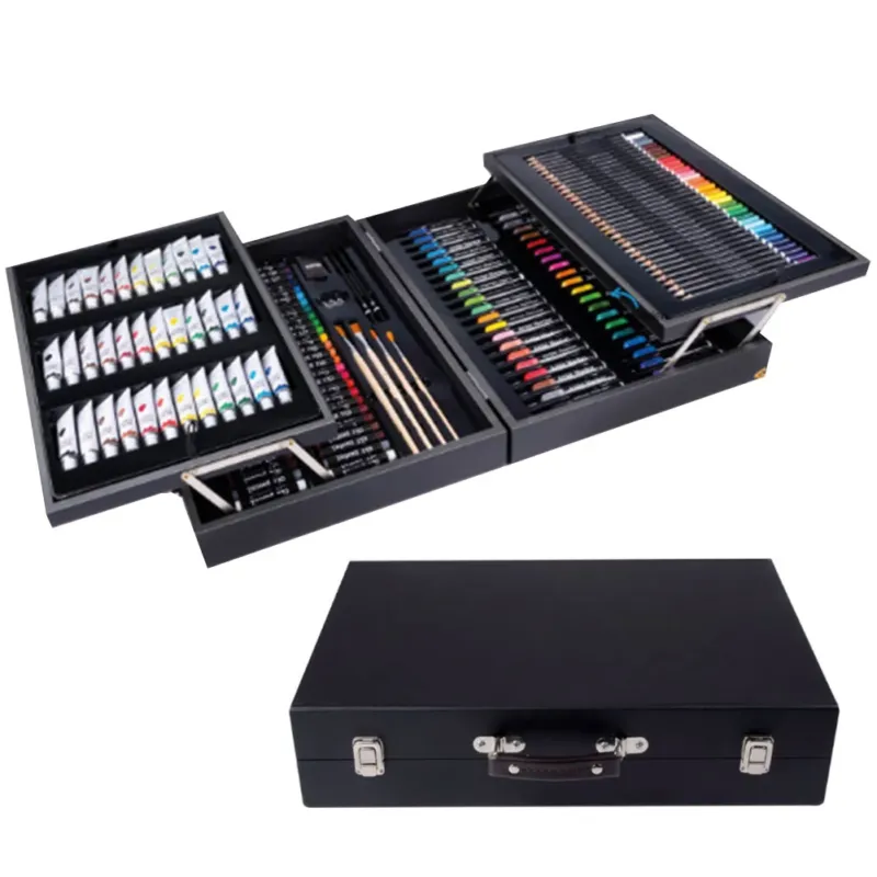 Valigetta Legno Pittore 174pz Colori Pittura Pastelli Acquerelli Professionale Prezzo Scontato