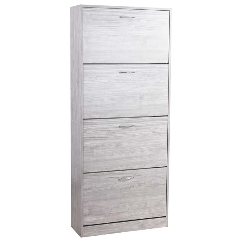 Scarpiera 4 Ante Ripiani Porta Scarpe Doppia Profondita Legno 63x24x150 Grigio Subito Disponibile