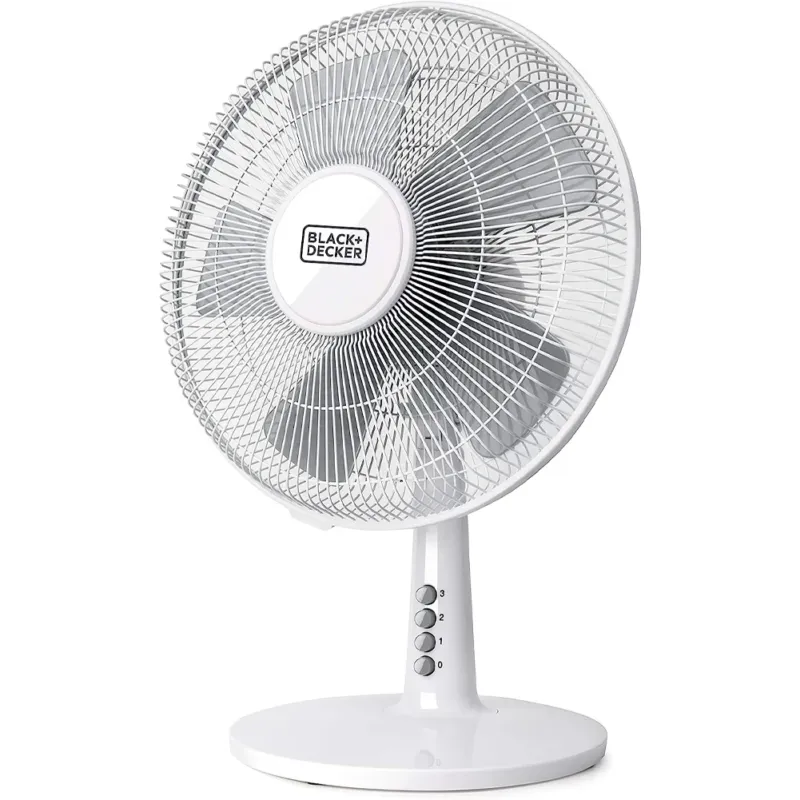 Ultime Pezzi Ventilatore da Tavolo Silenzioso 40 Watt Bianco con 5 Pale e 3 Livelli Velocità