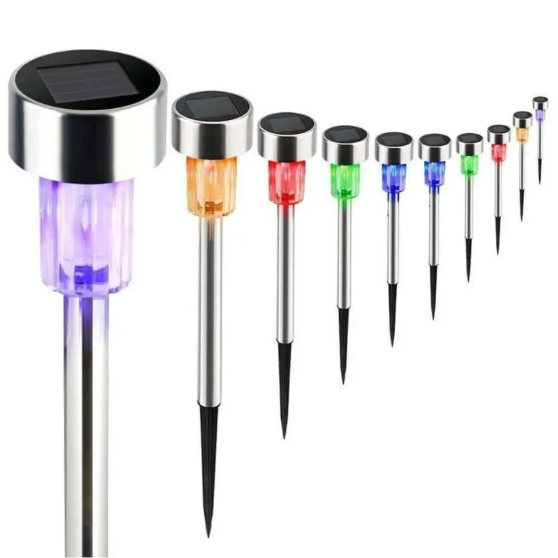 Nuova Collezione 10 Lampade da Giardino ricarica solare Paletti solari Tecnologia LED Luce Color