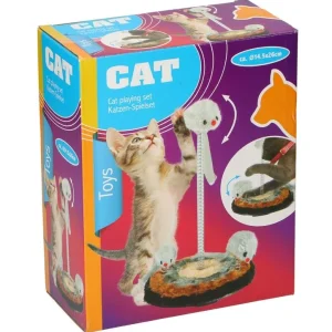 Tiragraffi Gioco per Gatti con 3 Topi 15x26cm Playset Giocattolo per Animali Spedizione Espresso