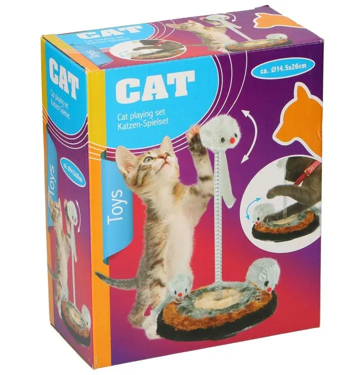 Tiragraffi Gioco per Gatti con 3 Topi 15x26cm Playset Giocattolo per Animali Spedizione Espresso