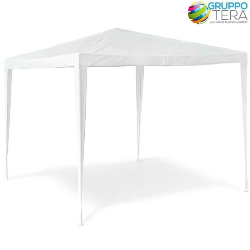 Gazebo 3x3 Tenda Esterni Arredo Giardino Tetto Antipioggia Idrorepellente Bianco Spedito Oggi