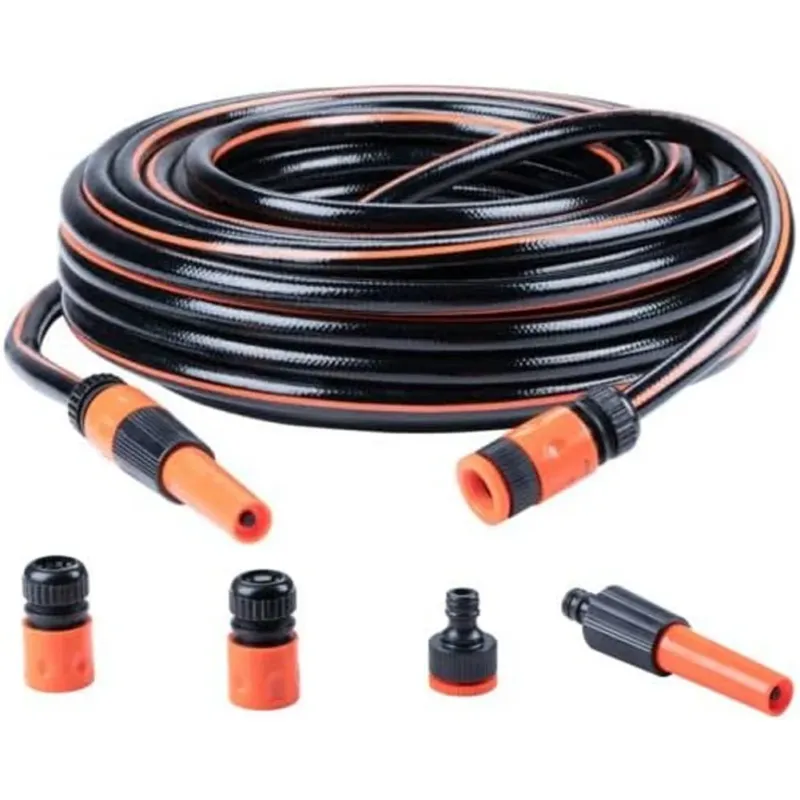 Tubo da Giardino 25 Metri Ø13 con 5 Raccordi Max. 6 Bar PVC Resistente Raggi UV Saldi