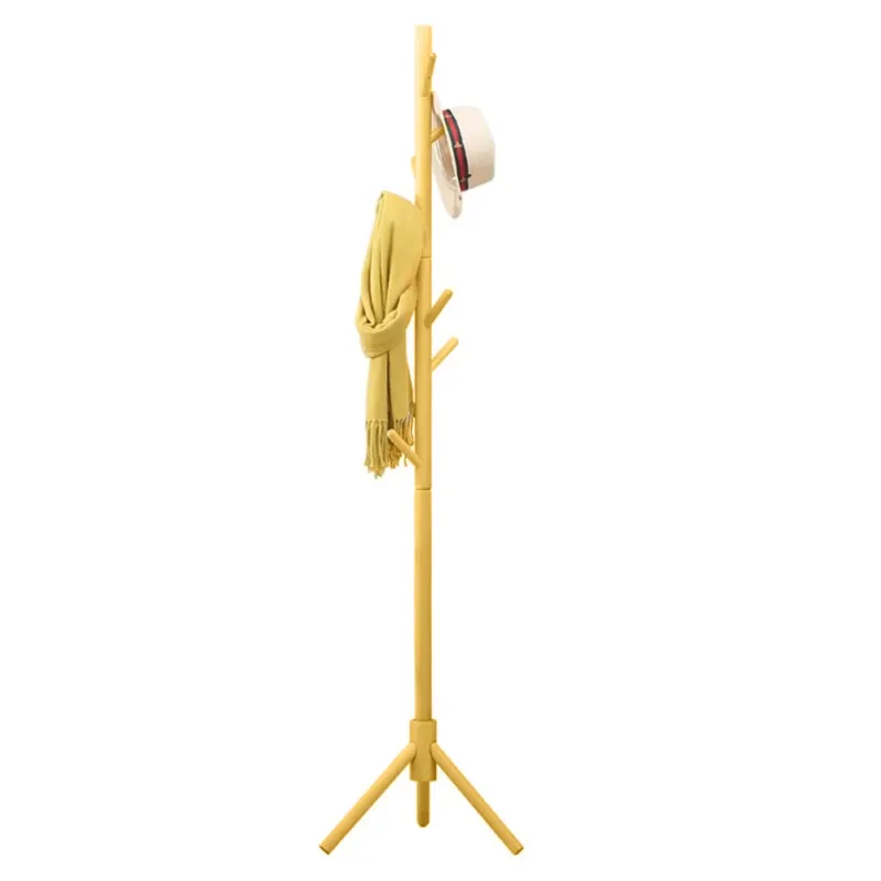 Super Prezzo Attaccapanni Appendiabiti Piantana in legno di betulla 8 Ganci Giallo 41x41x176