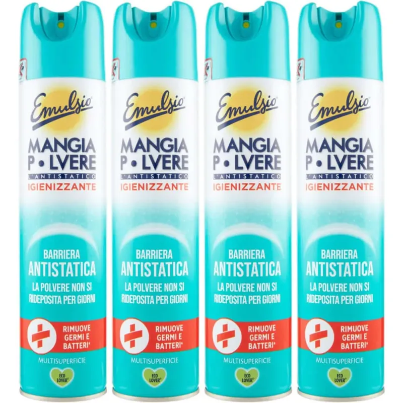 4 x Emulsio Mangiapolvere 300 ml Antistatico Igienizzante (4 x 300 ml) Novità