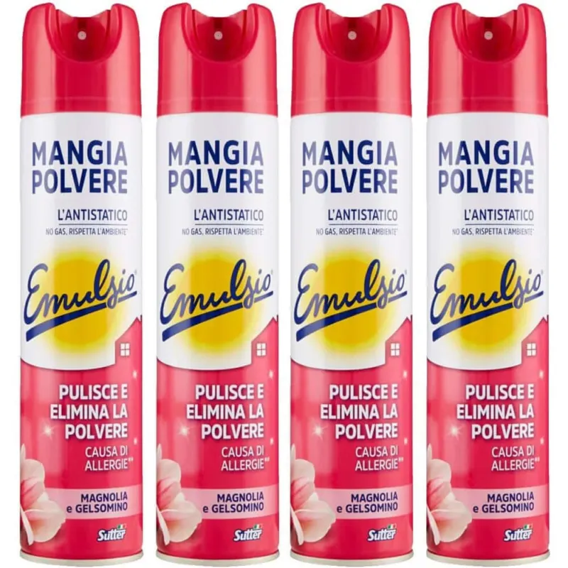 Più Venduto 4 x Emulsio Mangiapolvere 300 ml Antistatico Magnolia e Gelsomino (4 x 300 ml)