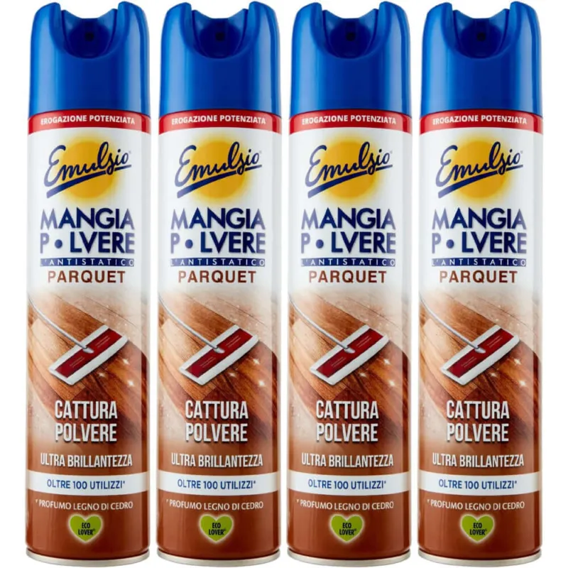 4x Emulsio Mangiapolvere Antistatico Ultra Brillantezza Legno di Cedro (4x300ml) Must-Have