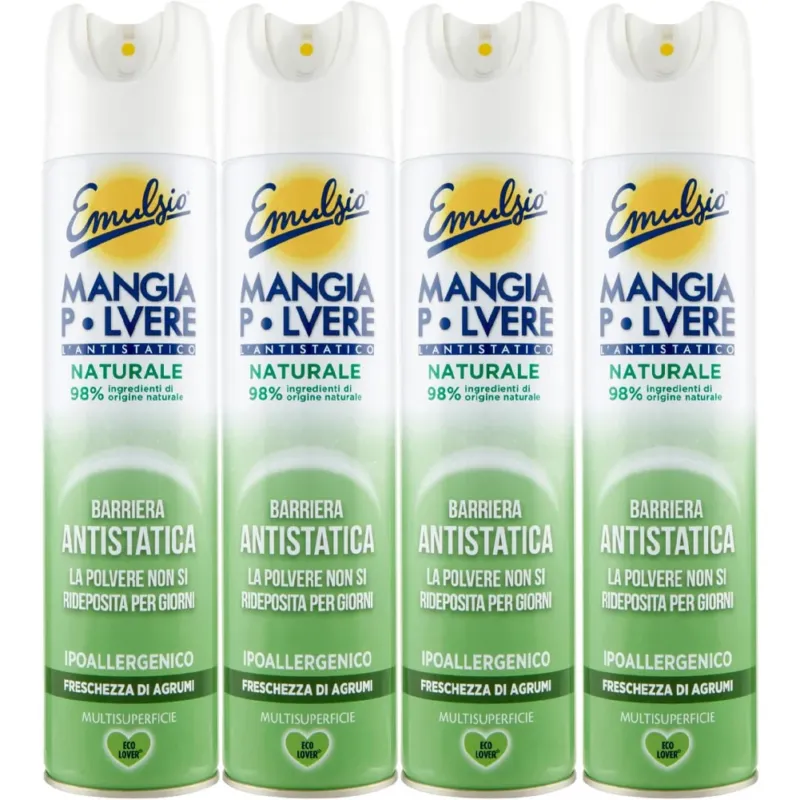 Emulsio Mangiapolvere 300 ml Antistatico Freschezza di Agrumi (4 x 300 ml) Ordina Subito