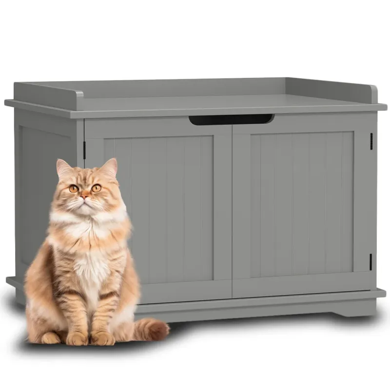 Mobile Lettiera per Gatti Grigio con Ingresso Laterale e Chiusura Magnetica Prezzo Basso