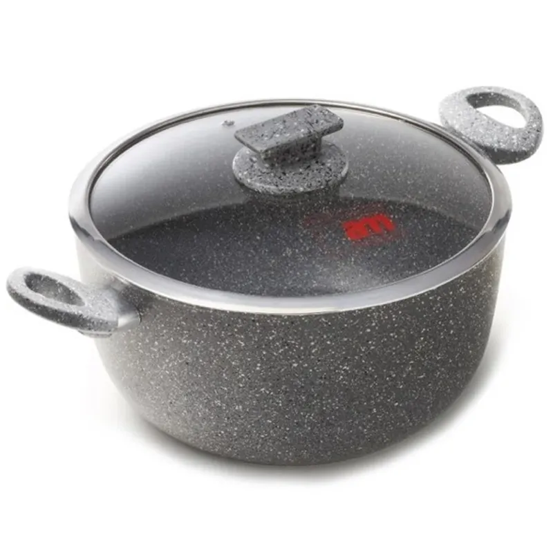 Pentola Casseruola in Pietra 26cm Antiaderente Coperchio Vetro Regina di Pietra Scelto Dai Clienti