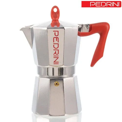 Compra Adesso Caffettiera Pedrini Brillant 2 Tazze Modello Kaffettiera Pomello e Manico Rosso