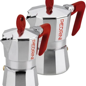 Reso Gratuito Set 2 Caffettiere Pedrini Caffettiera Macchinetta Caffe 1+3 Tazze in Alluminio