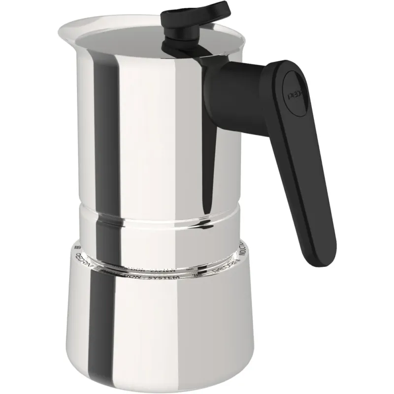 Caffettiera Moka 4 Tazze in Acciaio Inox Macchinetta Caffe per Induzione Pedrini Nuova Collezione