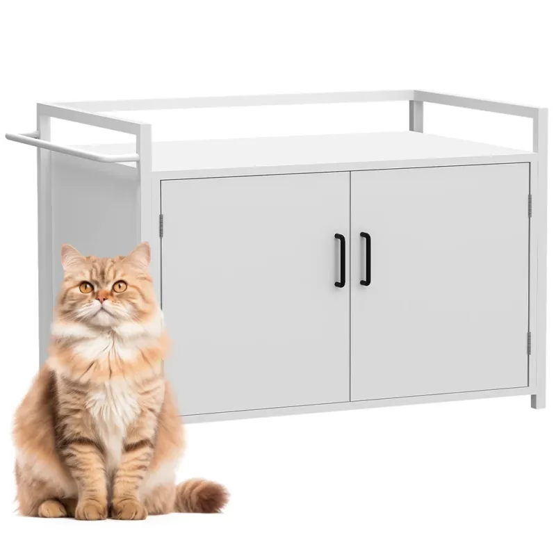 Mobile Lettiera per Gatti Bianco con Ingresso Laterale e Chiusura Magnetica Subito Disponibile