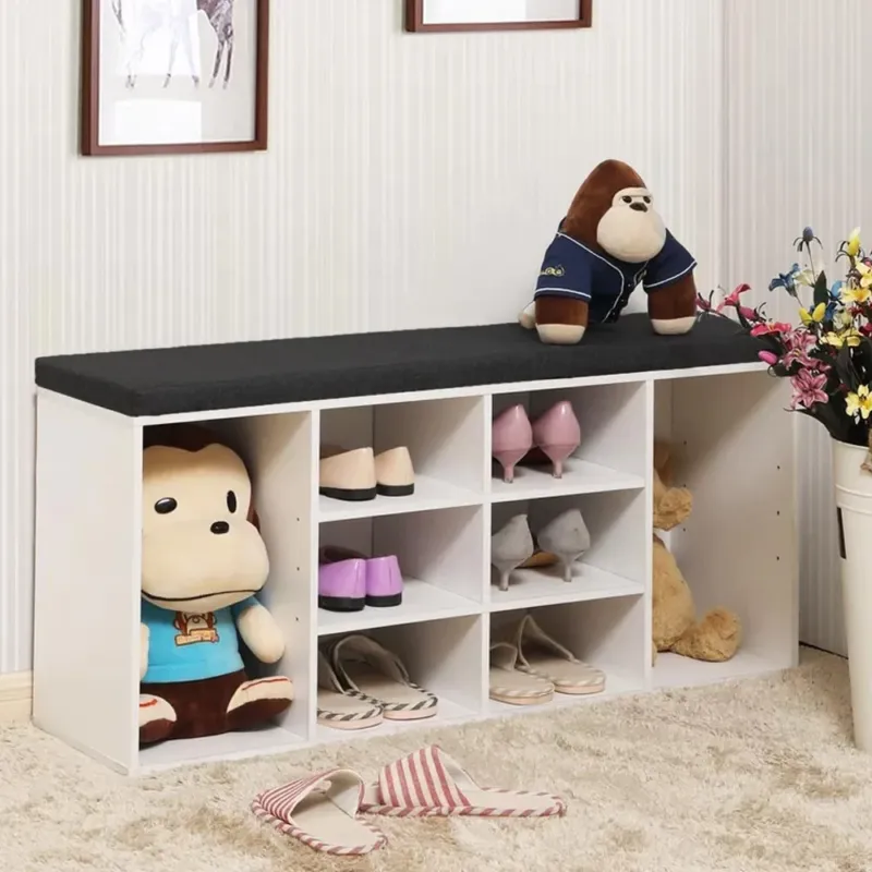 Panca Scarpiera Casa Multiuso 10 Ripiani Porta Scarpe Cuscino Eco Pelle Bianco Vendita Finale
