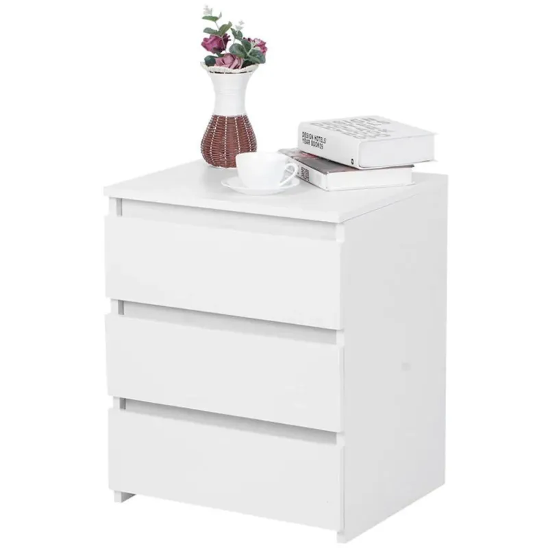 Bestseller Comodino Mobiletto Cassettiera 3 Cassetti Design Moderno in legno Melamin Bianco
