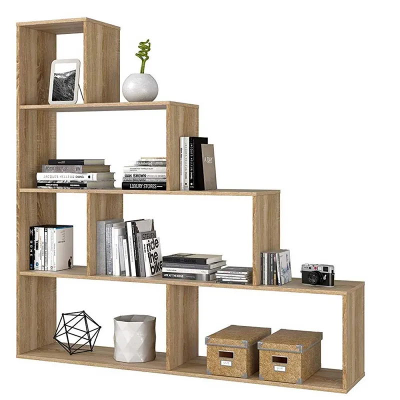 Libreria Scaffale a scala SIMMS Legno Mdf 4 Ripiani Rovere Chiaro Casa Ufficio Offerta Limitata