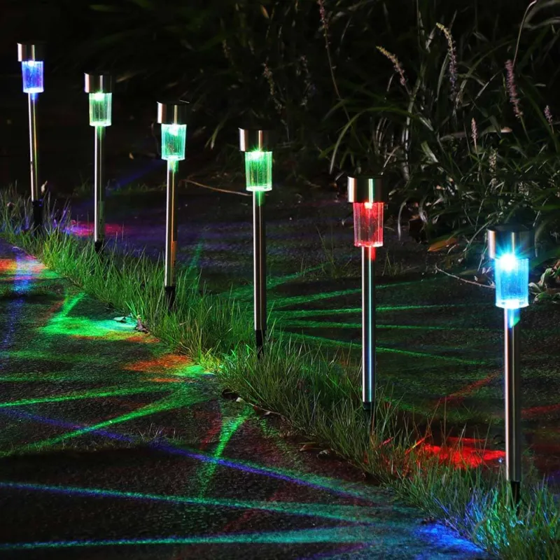 10 Lampade Giardino Ricarica Solare Paletti Solari LED Luce RGB Cambio Colore Affare