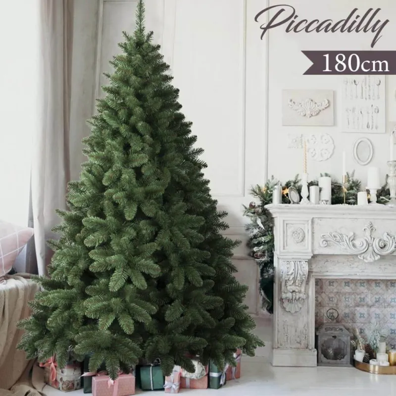 Albero Di Natale 180 cm Piccadilly Super Folto 502 Rami Pino Verde Base Croce Di Tendenza