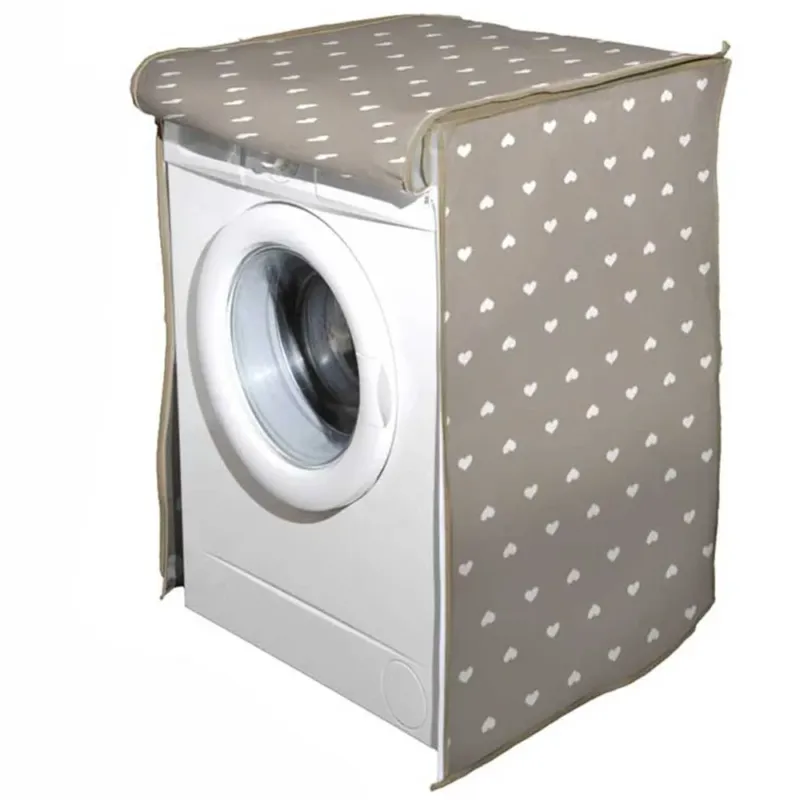 Telo Copertura Lavatrice Protezione Tessuto Chiusura ZIP Cuori Tortora 62x58x85 Quantità Limitata