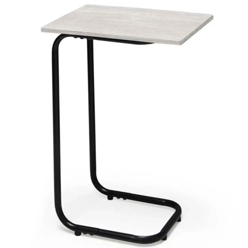 Saldi Tavolino da Caffe Porta PC Laterale Divano in Legno e Metallo Bianco 60x40x30cm