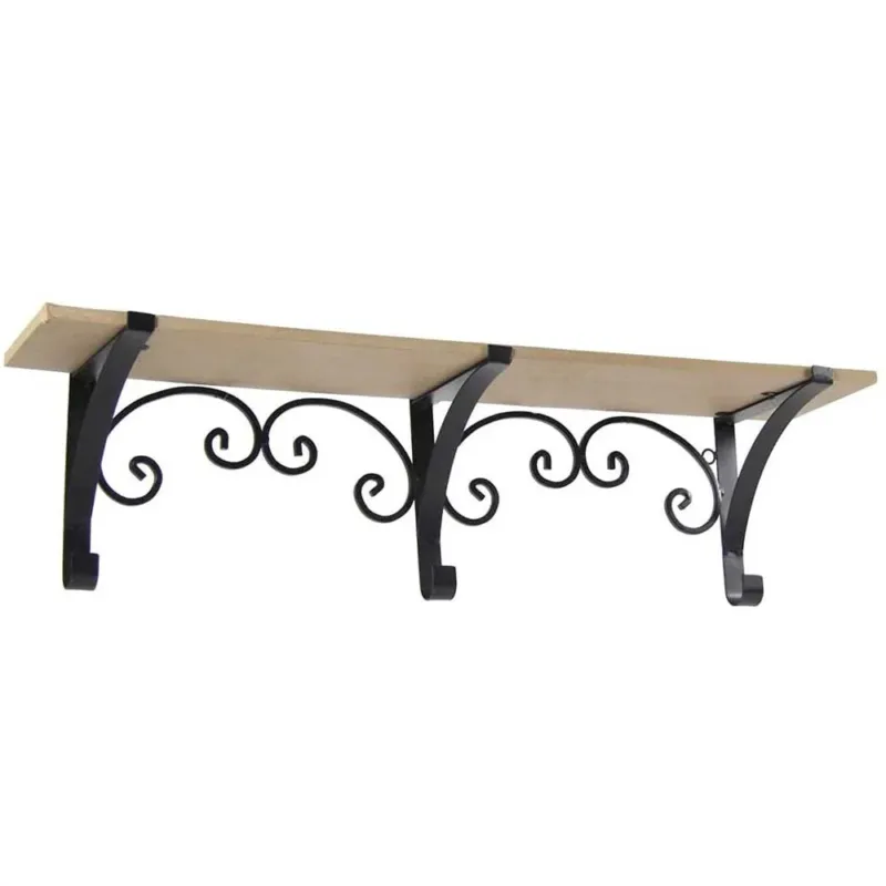 Mensola Parete Rettangolare Mensola Scaffale Metallo e Legno Design Rustico Reso Gratuito
